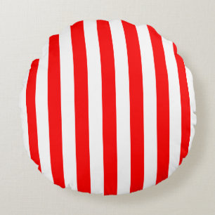 Coussins Ronds Bandes de grande taille rouge et blanc