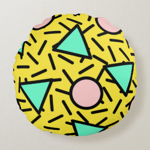 Coussins Ronds Bandes de mosaïque : rétro memphis motif