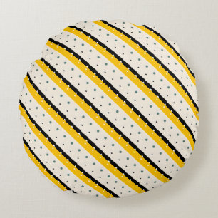 Coussins Ronds Bandes diagonales jaunes et noires