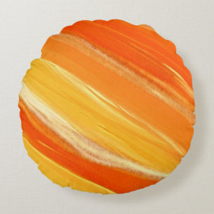 Coussins Ronds Bandes diagonales orange et jaune abstraites