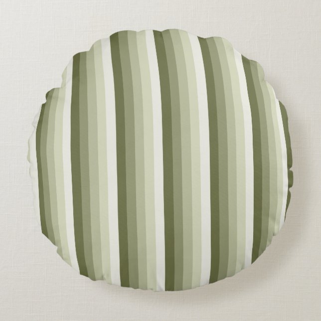 Coussins Ronds Bandes d'ombre vert olive (Devant)