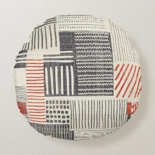 Coussins Ronds Bandes géométriques dessinées à la main, motif san