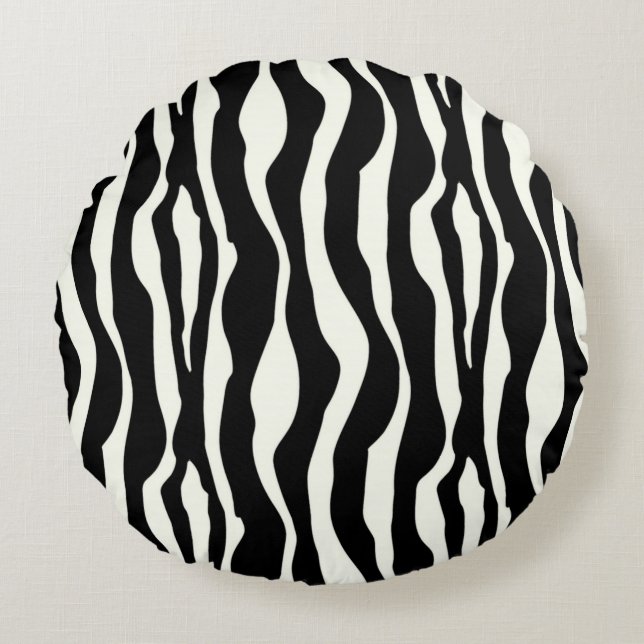 Coussins Ronds Bandes zébrées - Noir et Blanc (Devant)