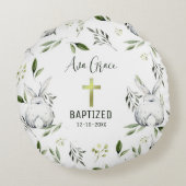 Coussins Ronds Baptême avec croix, lapin (Dos)