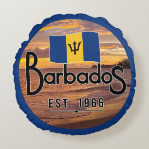 Coussins Ronds "Barbados Est. Coucher de soleil de 1966 avec drap