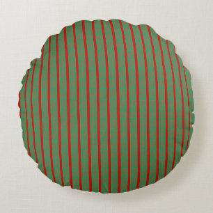 Coussins Ronds Bas de Noël Rouge Vert sur Vert Rouge