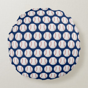 Coussins Ronds Baseball sur arrière - plan bleu