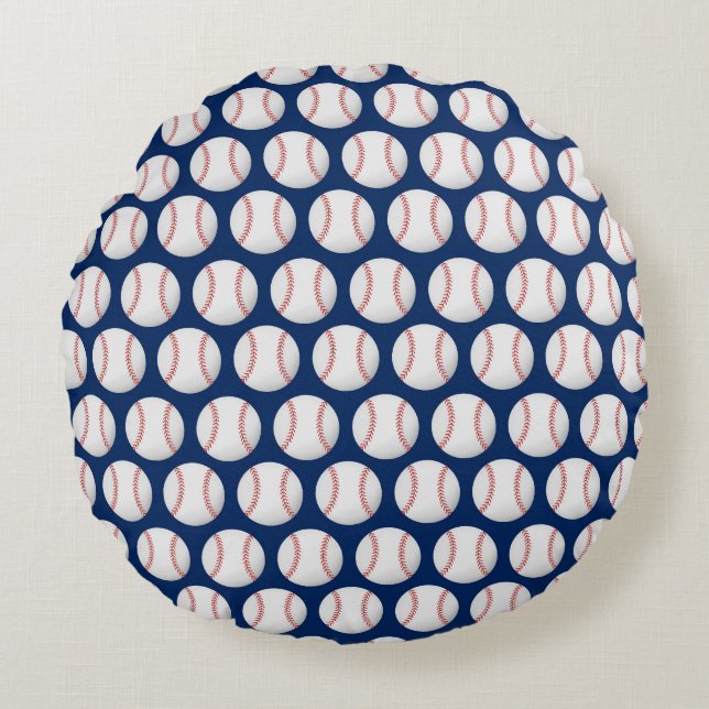 Coussins Ronds Baseball sur arrière - plan bleu (Devant)
