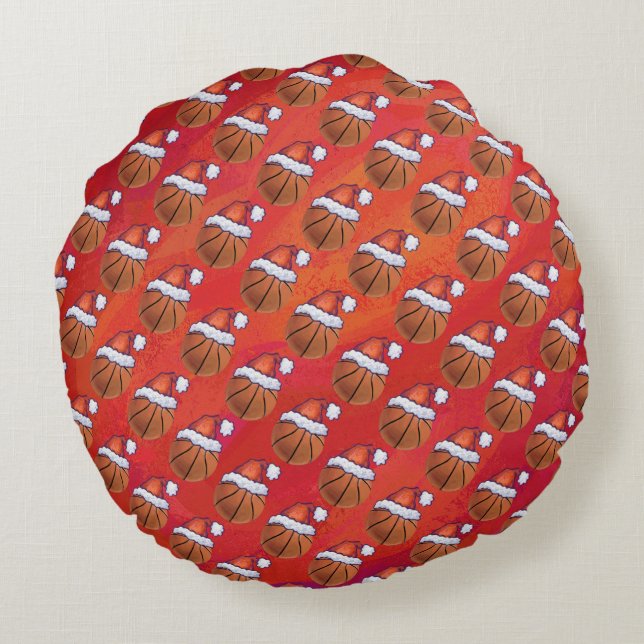 Coussins Ronds Basket-ball en Motif de Santa Hat (Dos)