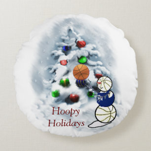 Coussins Ronds Basket-ball Snowman Noël