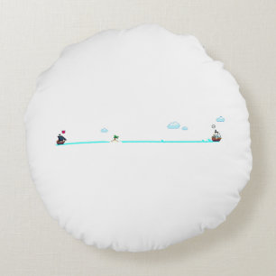 Coussins Ronds Bateau Pirate Pixel Art Mignon à la Poursuite d'un
