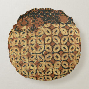 Coussins Ronds Batik Earthy Grain de Café Élégant Rustique Rugueu