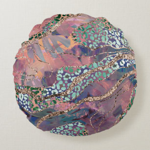Coussins Ronds Batik Tropical Animal Pailleté Glam 1