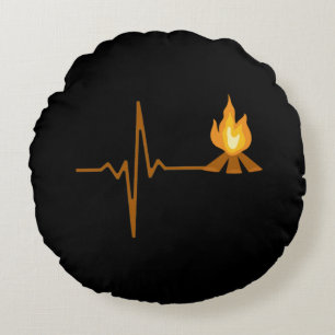 Coussins Ronds Battement de cœur de feu de camp Camping