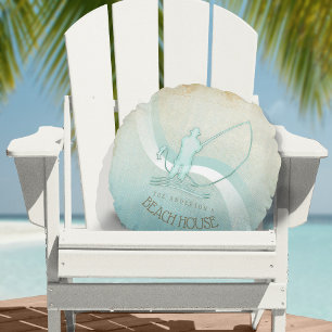 Coussins Ronds Beach House Pêcheur nautique Aqua Blue ID623