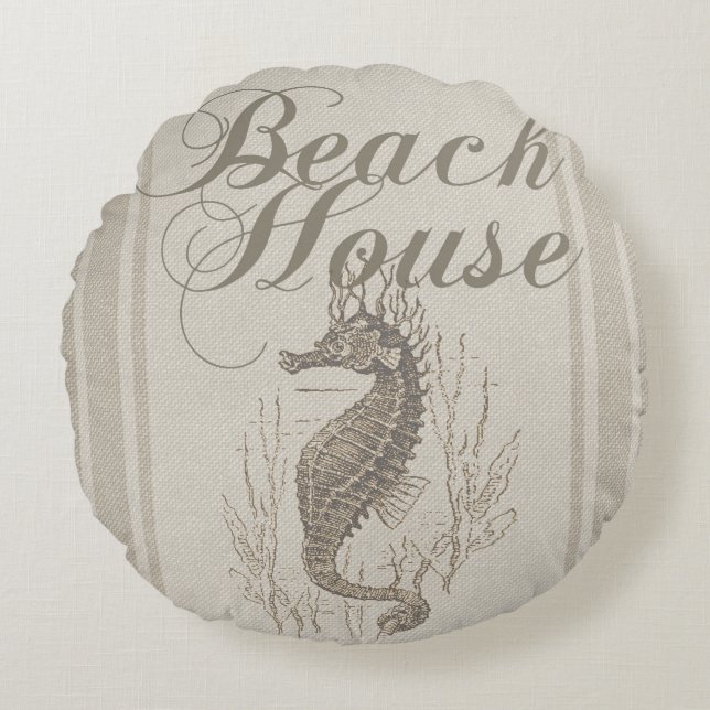 Coussins Ronds Beach House Seahorse Seashore (Devant)