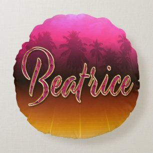 Coussins Ronds Béatrice prénom Golden pink Oreillers
