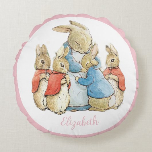 Coussins Ronds Béatrix classique Potter Pierre le lapin (Devant)