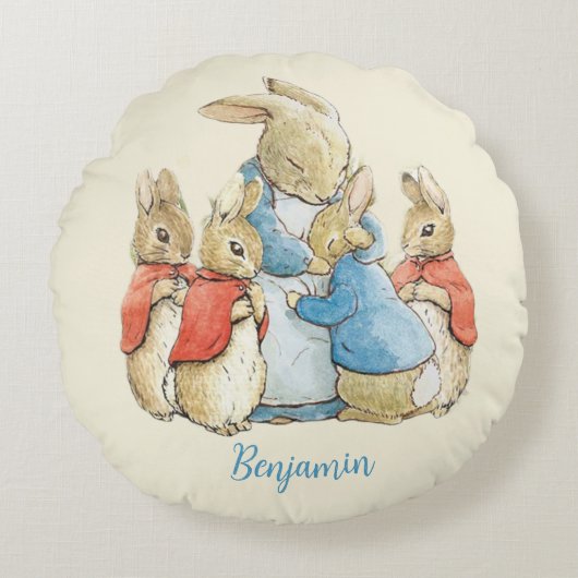 Coussins Ronds Béatrix classique Potter Pierre le lapin (Devant)