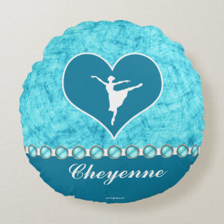 Coussins Ronds Beau danseur de turquoise avec le monogramme