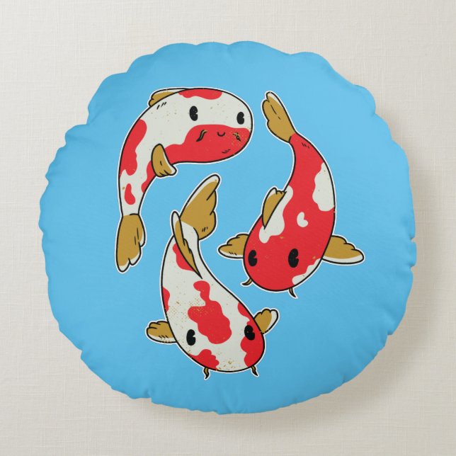 Coussins Ronds Beau Koi Fishes dessin de dessin (Devant)