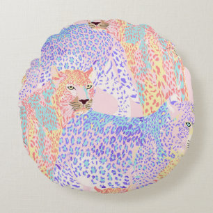 Coussins Ronds Beau léopard Motif sans mer illustration Ar
