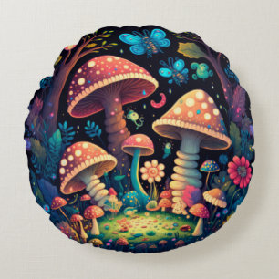 Coussins Ronds Beau mignon champignons magiques