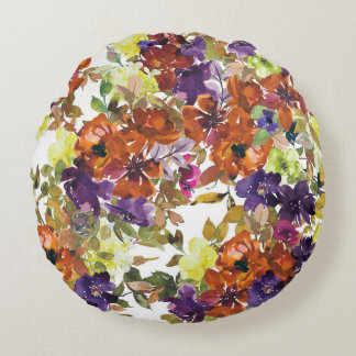 Coussins Ronds Beau Modèle Floral Avec Feuilles D'Automne Lumineu