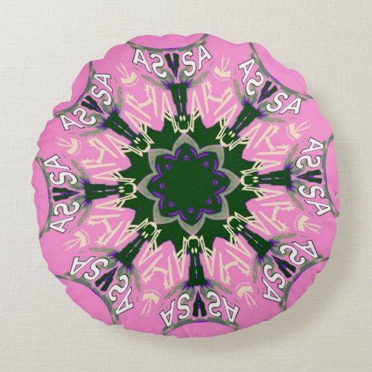 Coussins Ronds Beau motif de teinte violet rose bébé monogramme (Devant)