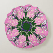 Coussins Ronds Beau motif de teinte violet rose bébé monogramme (Dos)