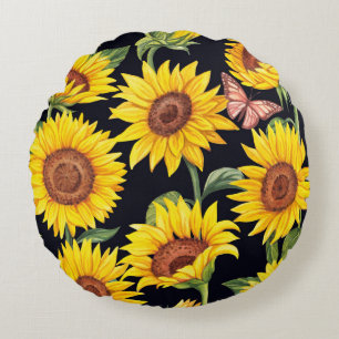 Coussins Ronds Beau motif de tournesols
