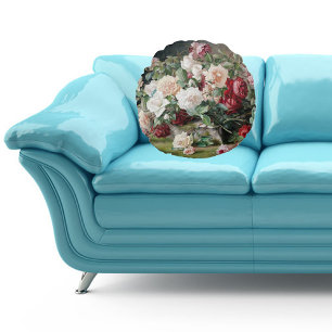 Coussins Ronds Beau motif floral avec Roses et Foliage
