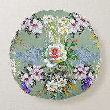 Beau motif floral Rose Fleur sauvage vert