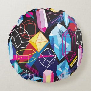 Coussins Ronds Beau motif transparent avec cristaux colorés 