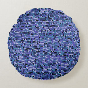 Coussins Ronds Beau, motif tricot, tricoté, bleu et