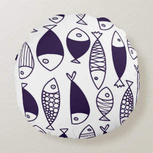 Coussins Ronds Beau poisson. Enfants arrière - plans. Motif sans
