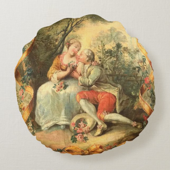 Coussins Ronds Beau romantique Rococo Couple (Dos)