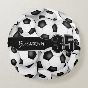 Coussins Ronds Beaucoup de balles de football filles décoration d