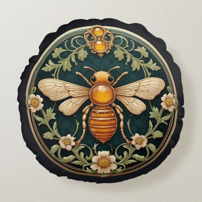 Coussins Ronds Beautiful Art Nouveau Bee (Devant)