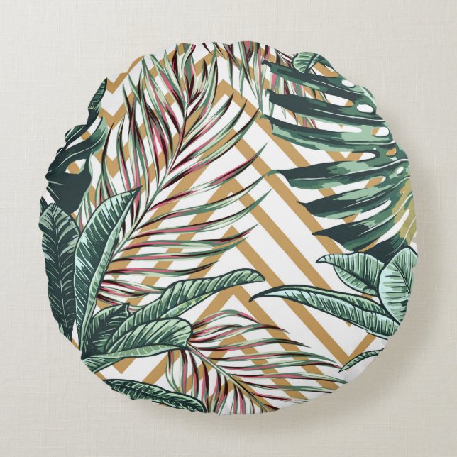 Coussins Ronds Beautiful seamless floral pattern background with  (Devant)