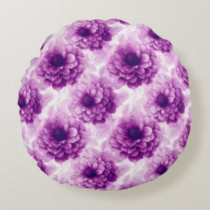 Coussins Ronds Beaux Fleurs Vintage Moderne Motif Dahlias