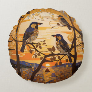 Coussins Ronds Beaux Oiseaux Abstraits Au lever Du Soleil Décorat