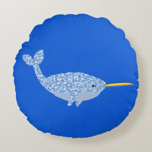 Coussins Ronds Bébé bleu mignon garçon Narwhal