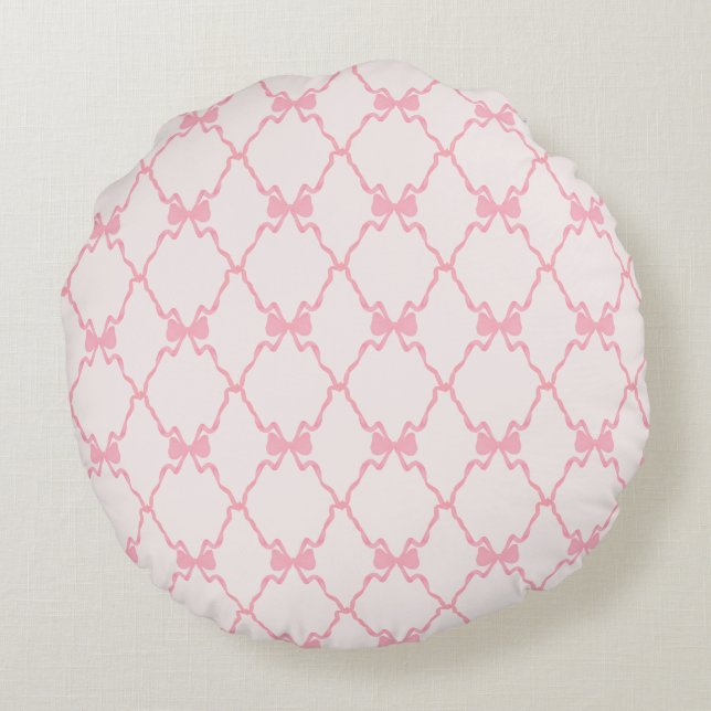 Coussins Ronds Bébé Bow Trellis rose Bella Ribbon (Dos)