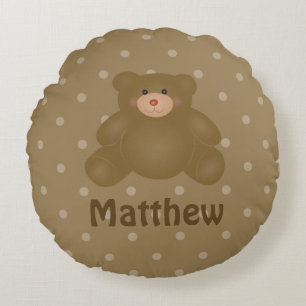 Coussins Ronds Bébé Cudly Brown Ours Teddy Et Pois