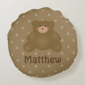 Coussins Ronds Bébé Cudly Brown Ours Teddy Et Pois (Dos)