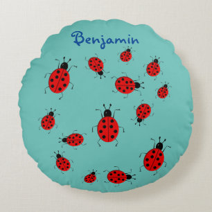 Coussins Ronds Bébé et enfants, coccinelles, personnalisées