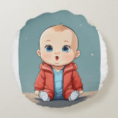 Coussins Ronds Bébé intelligent - Minuscule visage penseur (Dos)