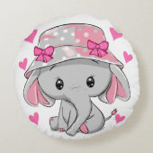 Coussins Ronds Bébé mignon Eléphant fille (Dos)