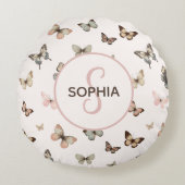 Coussins Ronds Bébé mignon fille sur mesure Monogramme Motif papi (Devant)